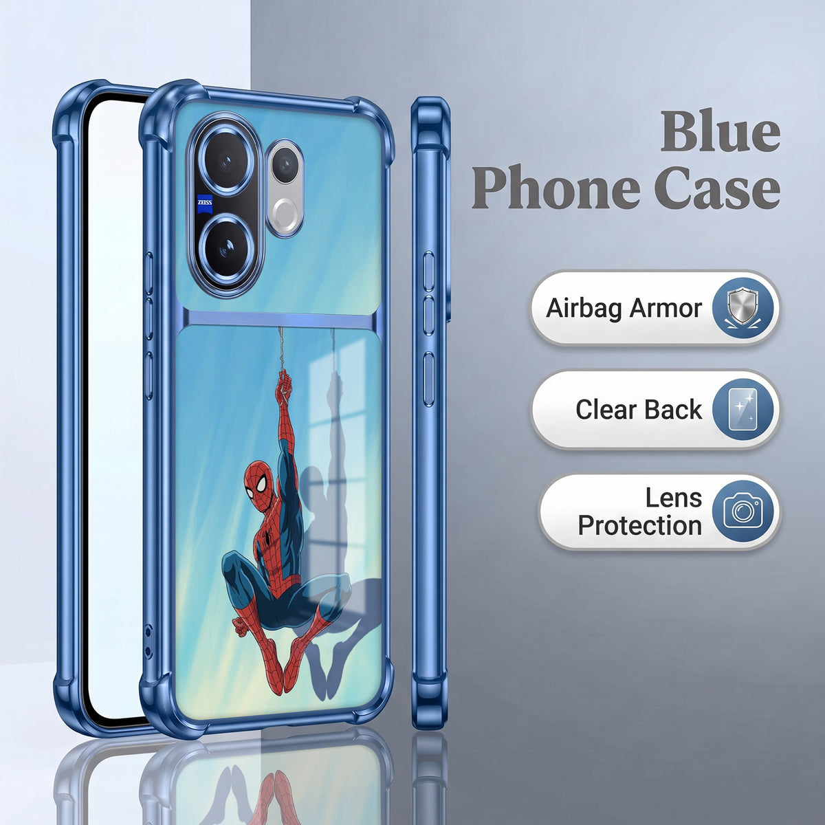 Vivo V60 5G Spiderman Dual-Tone Transparent Airbags Case