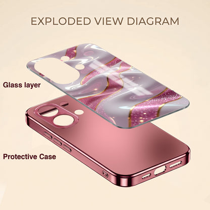 Oppo K13 Turbo 5G Pearl Marble Pink Electroplated Glass Phone Back Case