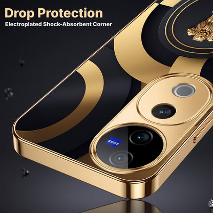 Vivo V40 Pro 5G Royal Emblem Gold Electroplated Glass Phone Back Case
