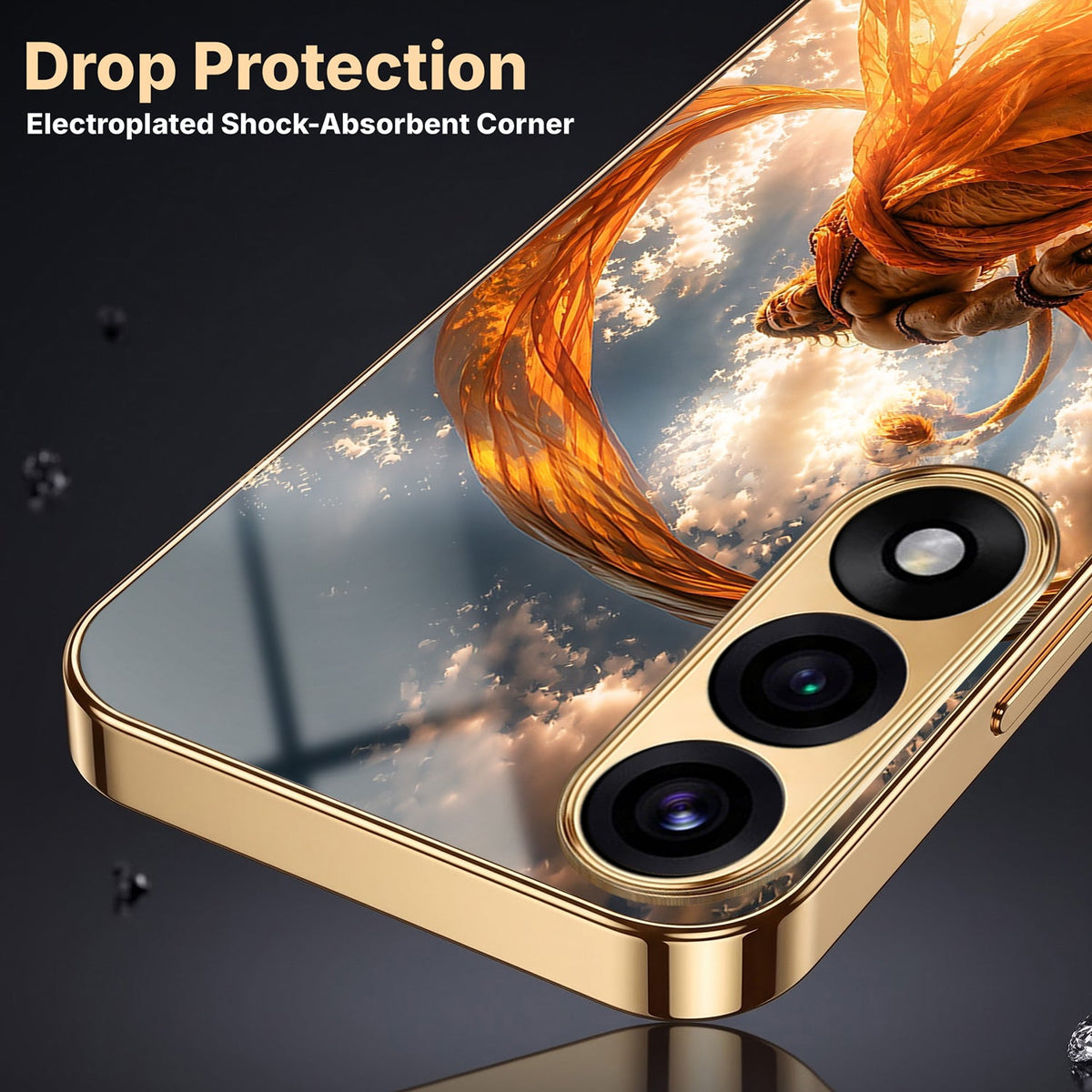 Oneplus Nord 5 5G Divine Hanuman Gold Electroplated Glass Phone Back Case