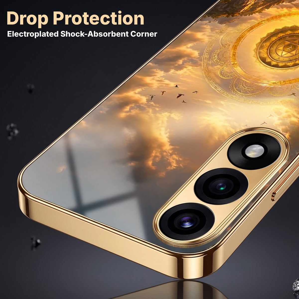 Oneplus Nord 5 5G Celestial Seven Horses Gold Electroplated Glass Phone Back Case