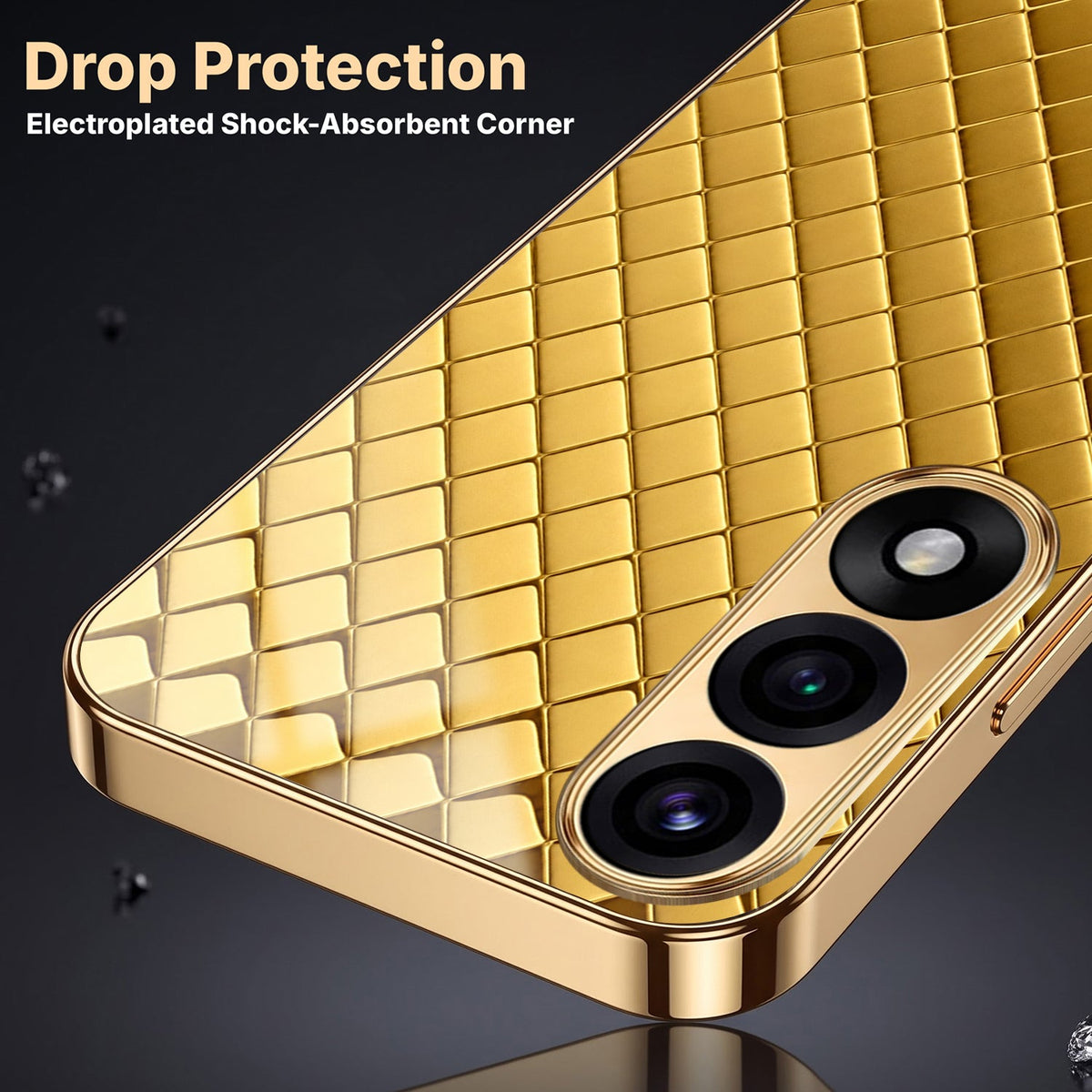 Oneplus Nord 5 5G Golden Criss Cross Gold Electroplated Glass Phone Back Case