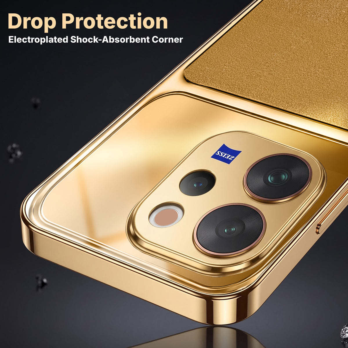 Vivo V70 5G Royal Touch Apple Gold Electroplated Glass Phone Back Case