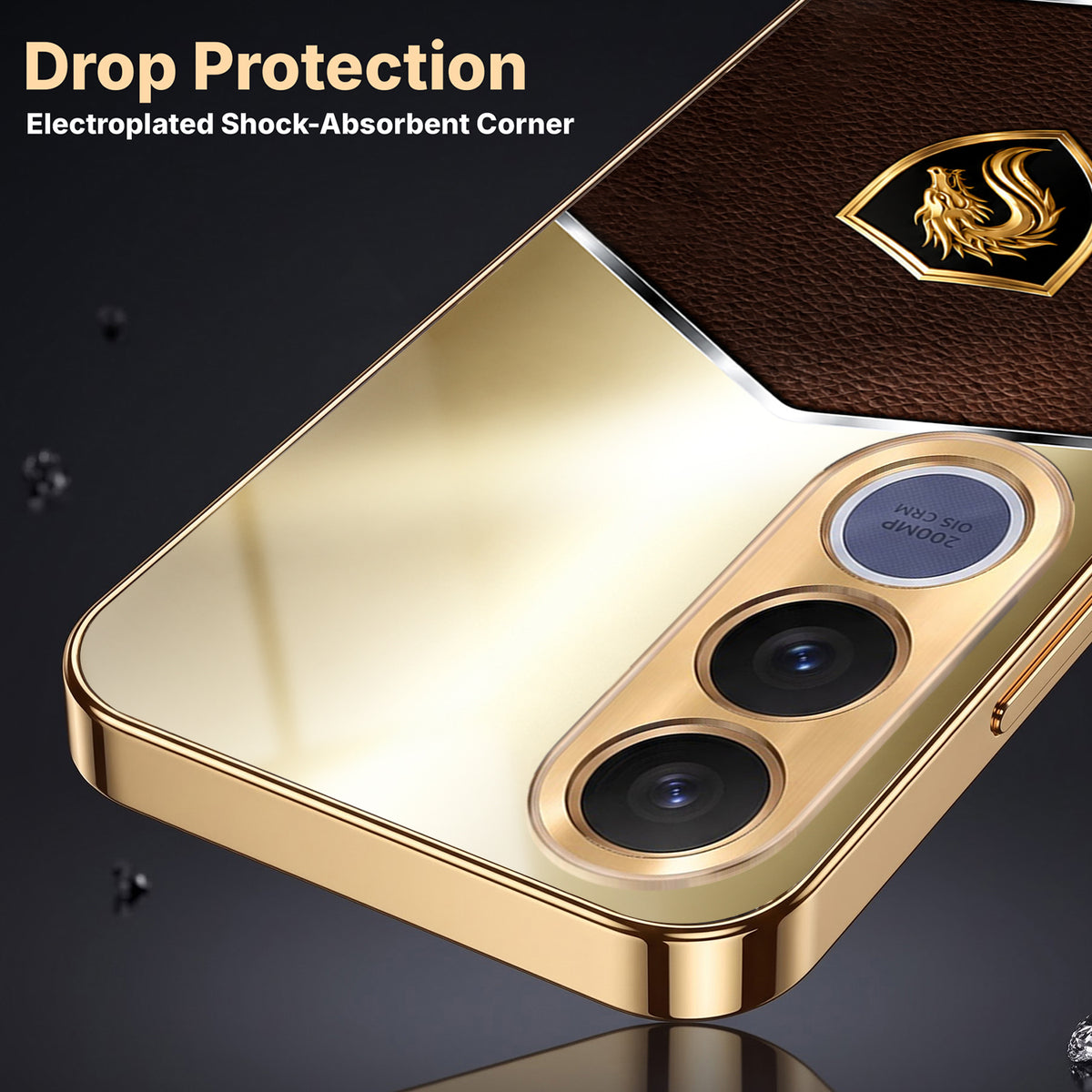Vivo V70 FE 5G Dragon Crest Gold Electroplated Glass Phone Back Case