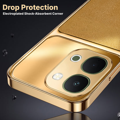 Vivo T5x 5G Royal Touch Apple Gold Electroplated Glass Phone Back Case