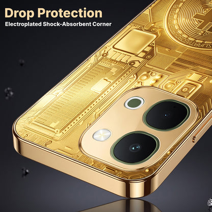 Vivo T5x 5G Bitcoin Gold Electroplated Glass Phone Back Case