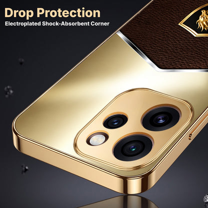 Oppo Reno 15 Pro Mini 5G Dragon Crest Gold Electroplated Glass Phone Back Case