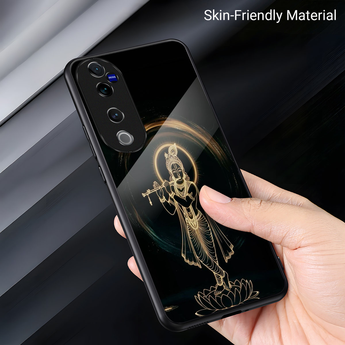 Vivo V40 Pro 5G Premium Acrylic Shockproof Glass Back Case (Krishna Flute)
