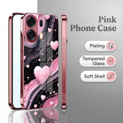 Oppo K14 Plus 5G Love Sparkle Pink Electroplated Glass Phone Back Case