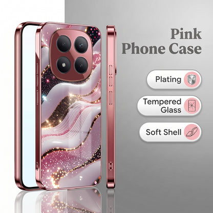Redmi Note 15 Pro+ 5G Midnight Pearl Wave Pink Electroplated Glass Phone Back Case