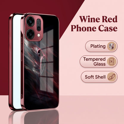 Oppo Reno 14 5G Crimson Spider Burgundy Electroplated Glass Back Case