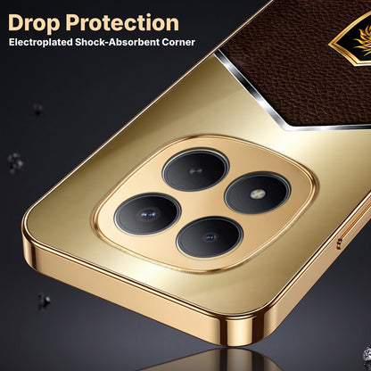 Redmi Note 15 Pro+ 5G Dragon Crest Gold Electroplated Glass Phone Back Case