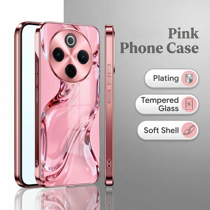 Vivo T4 5G Crystal Wave Energy Pink Electroplated Glass Phone Back Case