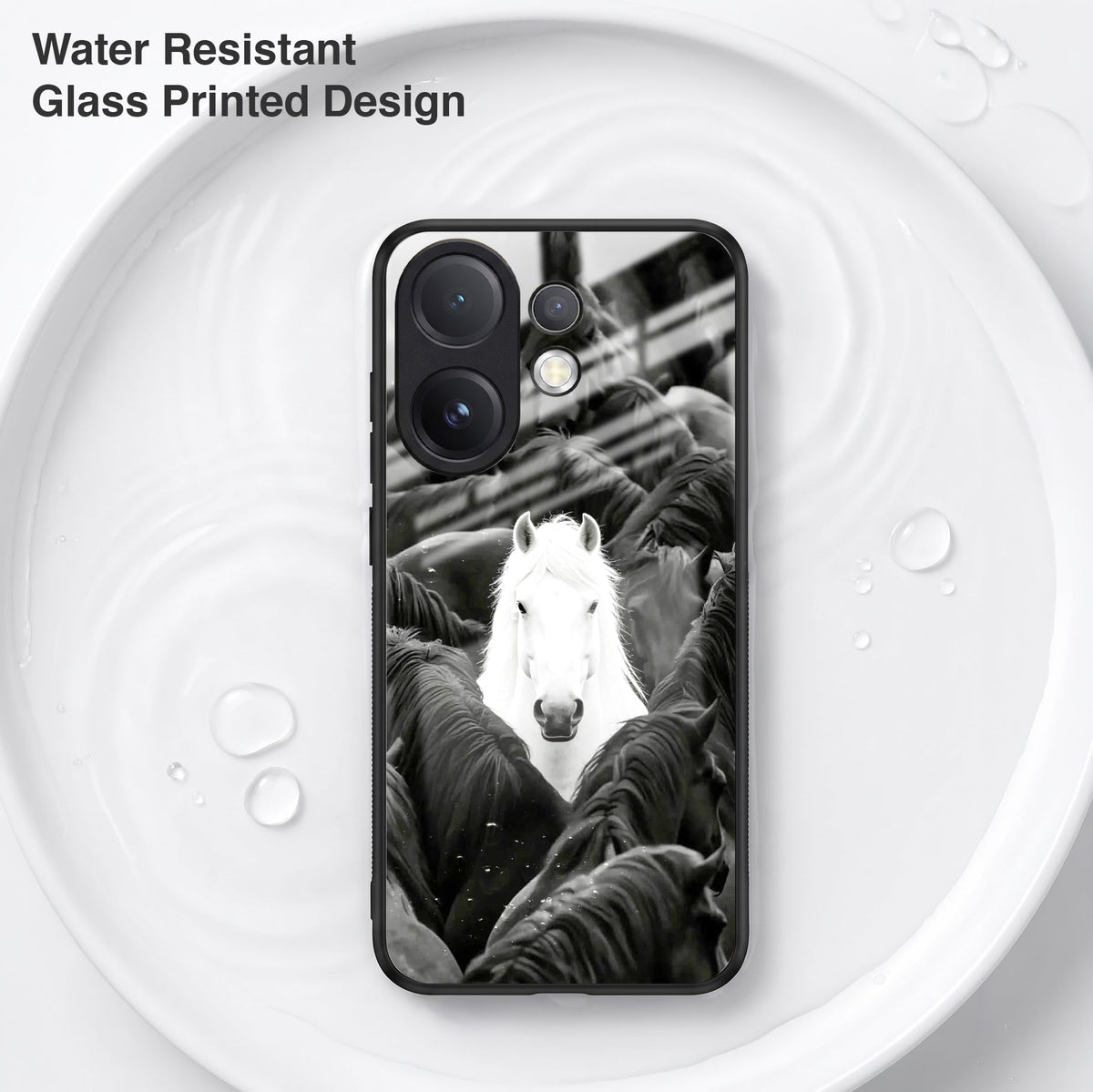 Vivo V60 5G Premium Acrylic Shockproof Glass Back Case (Mystic Stallion)