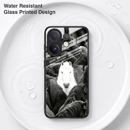 Vivo V60 5G Premium Acrylic Shockproof Glass Back Case (Mystic Stallion)