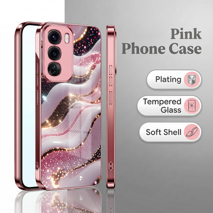 Oppo Reno 12 Pro 5G Midnight Pearl Wave Pink Electroplated Glass Phone Back Case