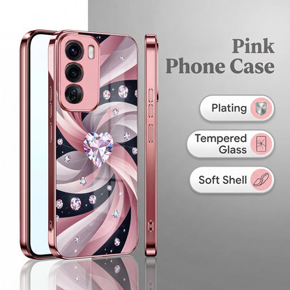 Oppo Reno 12 Pro 5G Diamond Glam Pink Electroplated Glass Phone Back Case