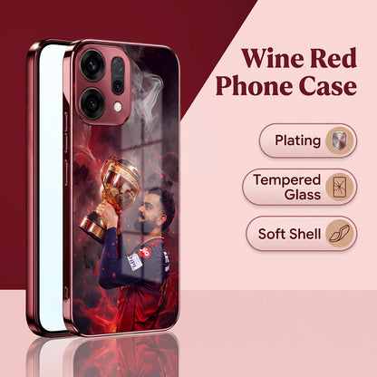 Oppo Reno 14 5G Virat Kohli Burgundy Electroplated Glass Back Case