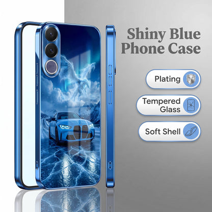 Vivo V70 FE 5G Ice Dragon GT Blue Electroplated Glass Phone Back Case