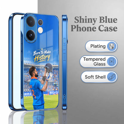 Vivo V60 5G Born TO Make History Blue Electroplated Glass Phone Back Case