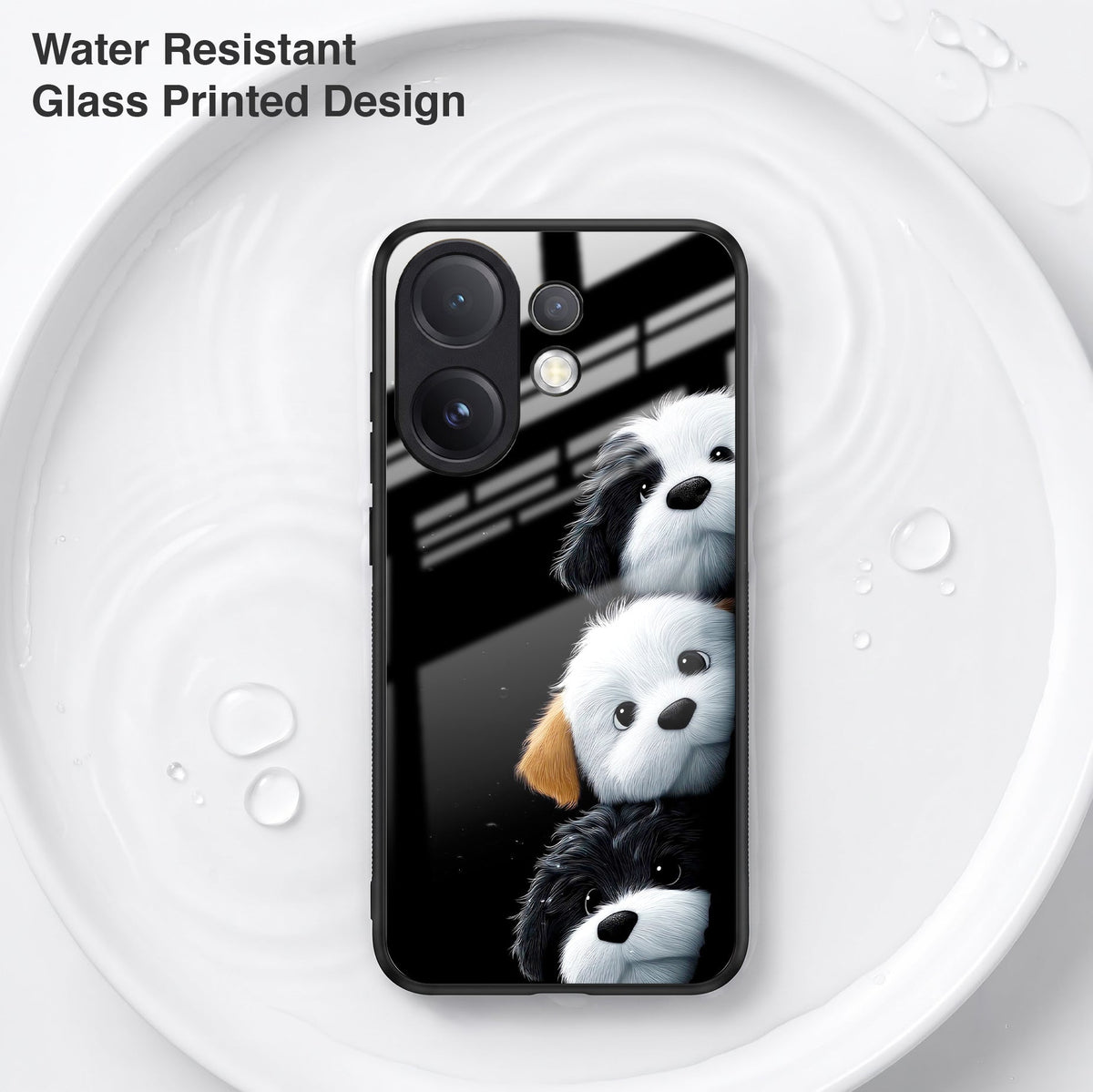Vivo V60 5G Premium Acrylic Shockproof Glass Back Case (Fluffy Puppies)