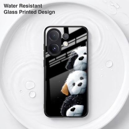 Vivo V60 5G Premium Acrylic Shockproof Glass Back Case (Fluffy Puppies)