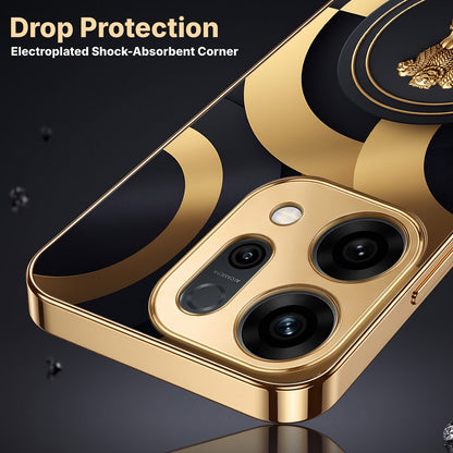 Oppo Reno 14 5G Royal Emblem Gold Electroplated Glass Phone Back Case