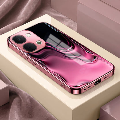 Vivo T5x 5G Liquid Wave Pink Electroplated Glass Phone Back Case