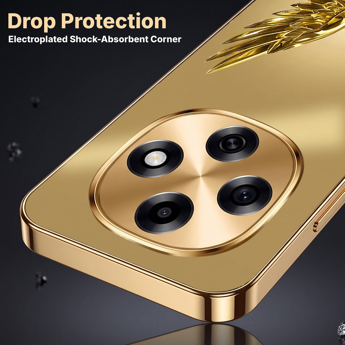 OPPO F31 Pro 5G Golden Eagle Gold Electroplated Glass Phone Back Case