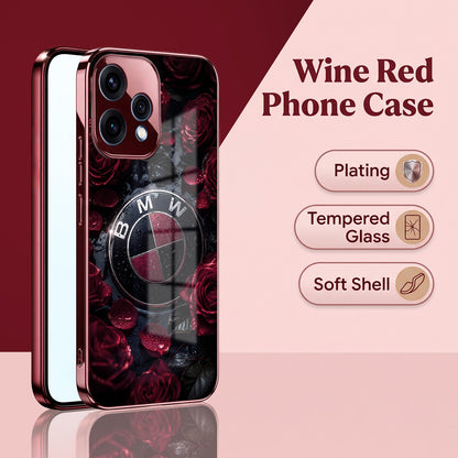 Oppo Reno 15 5G BMW Logo Burgundy Electroplated Glass Back Case