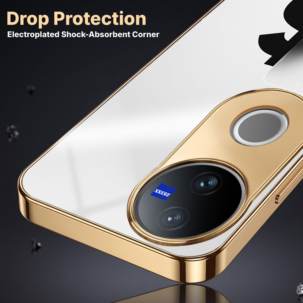 Vivo V50 5G Luxury XAU/USD Gold Electroplated Glass Phone Back Case