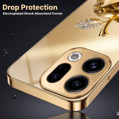 Oppo Find X9 5G Golden Apple Gold Electroplated Glass Phone Back Case