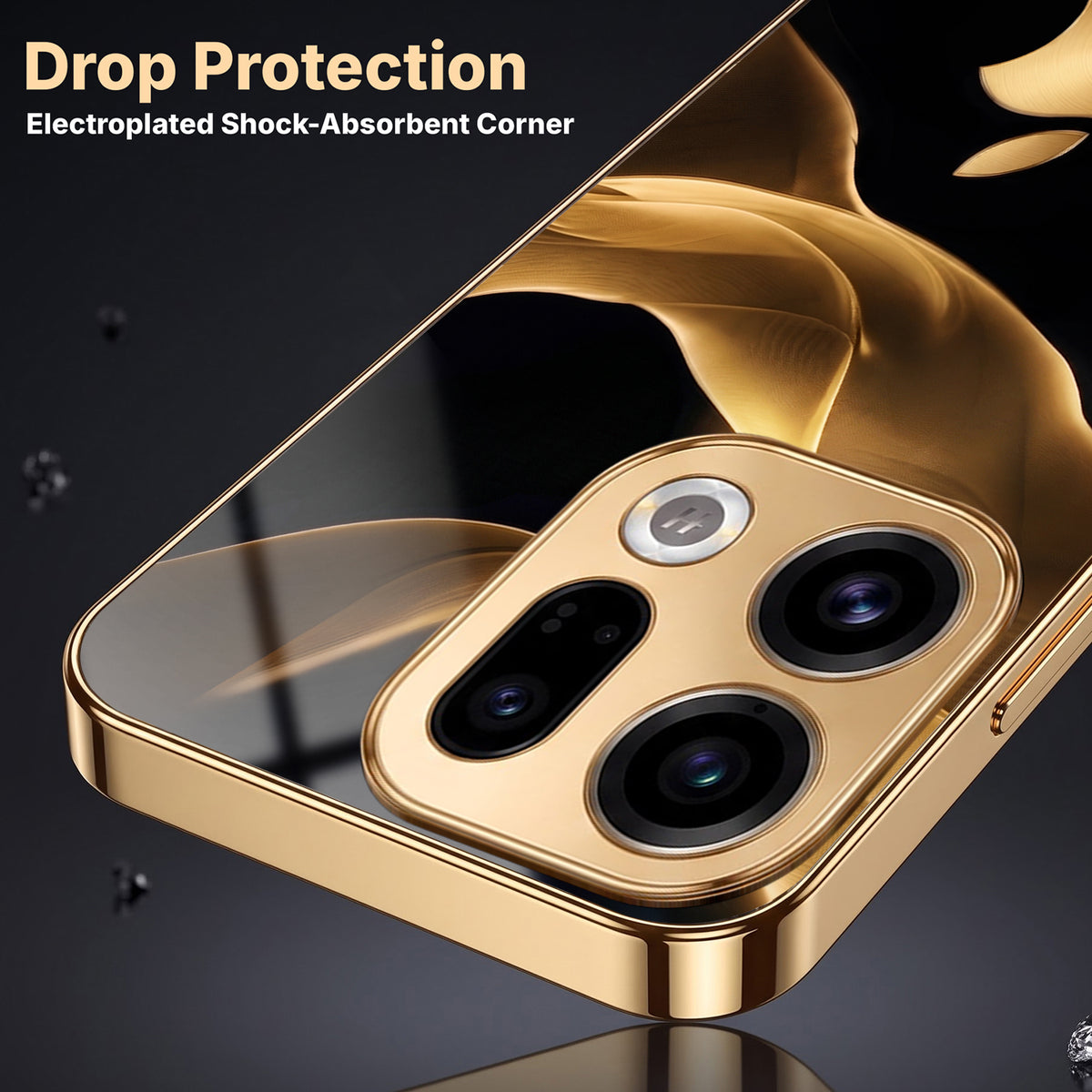 Oppo Find X9 5G Luxury Wave Gold Electroplated Glass Phone Back Case