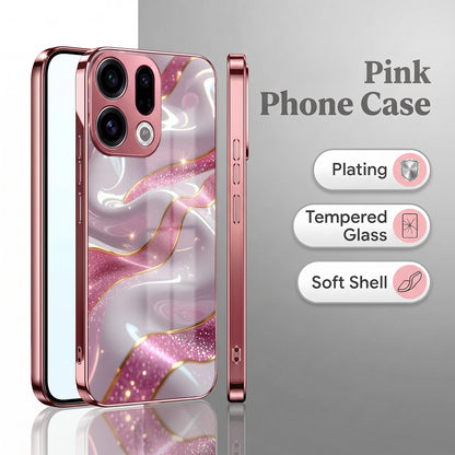 Oppo Find X9 5G Pearl Marble Pink Electroplated Glass Phone Back Case