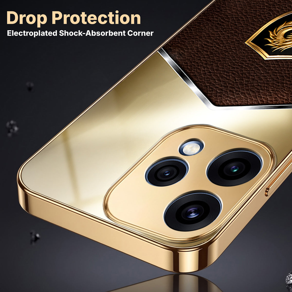 Oppo Reno 15 5G Dragon Crest Gold Electroplated Glass Phone Back Case
