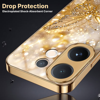 Vivo V60 5G Golden Butterfly Gold Electroplated Glass Phone Back Case