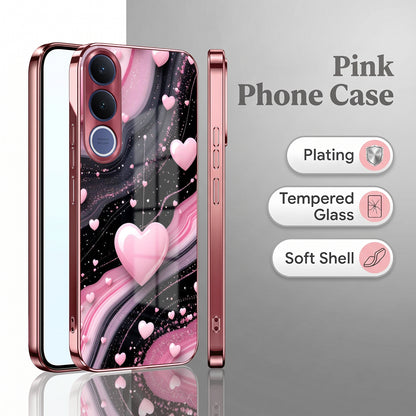 Vivo V70 FE 5G Love Sparkle Pink Electroplated Glass Phone Back Case