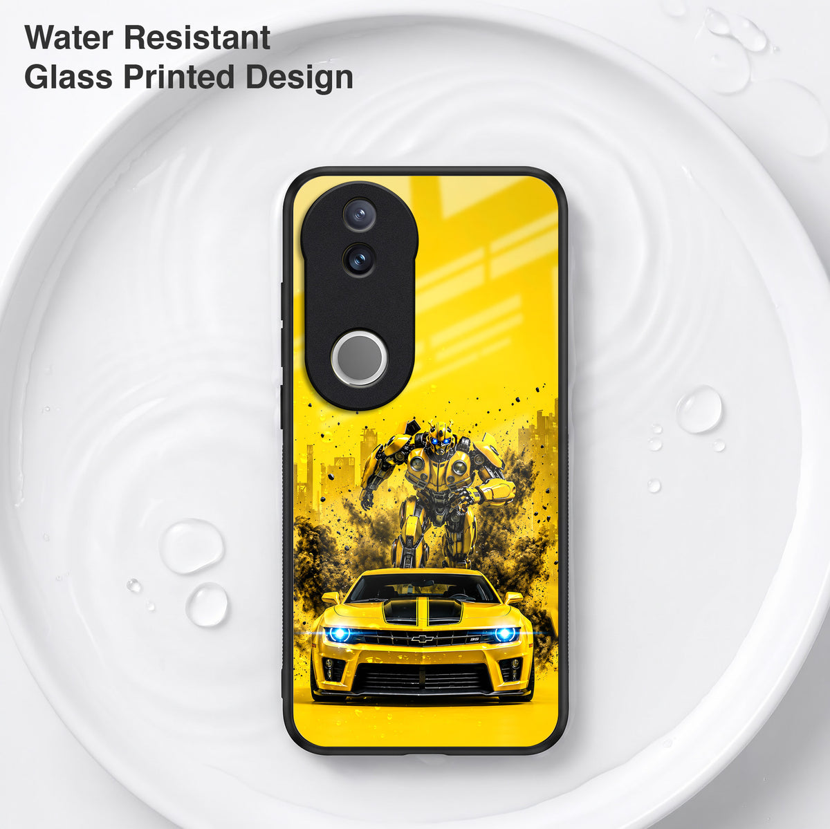 Vivo V50 5G Yellow Transformers Car Acrylic Glass Back Case