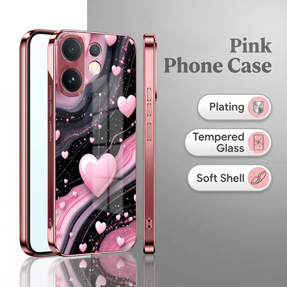 Vivo V60 5G Love Sparkle Pink Electroplated Glass Phone Back Case
