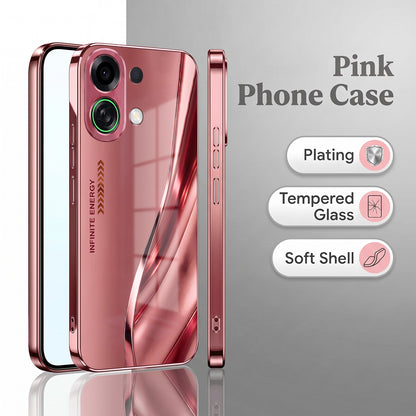 Oppo K13 Turbo 5G Luxury Infinity Energy Pink Electroplated Glass Phone Back Case