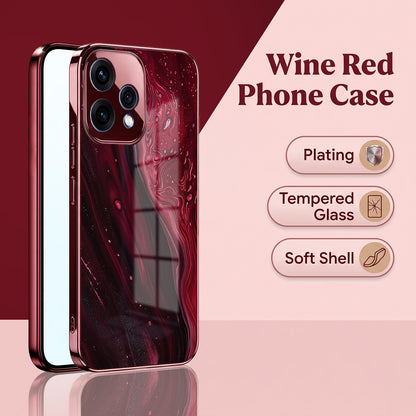 Oppo Reno 15 5G Marble Burgundy Electroplated Glass Back Case