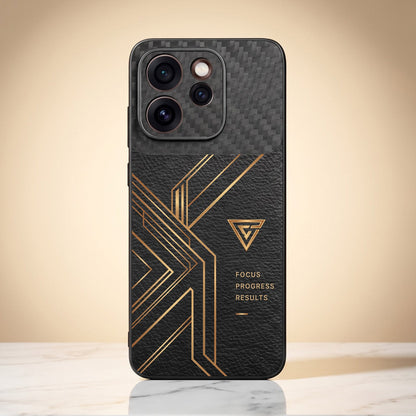 Oppo Reno 15 Pro Mini 5G Geometric Luxury Carbon Fiber Leather Hybrid Back Case