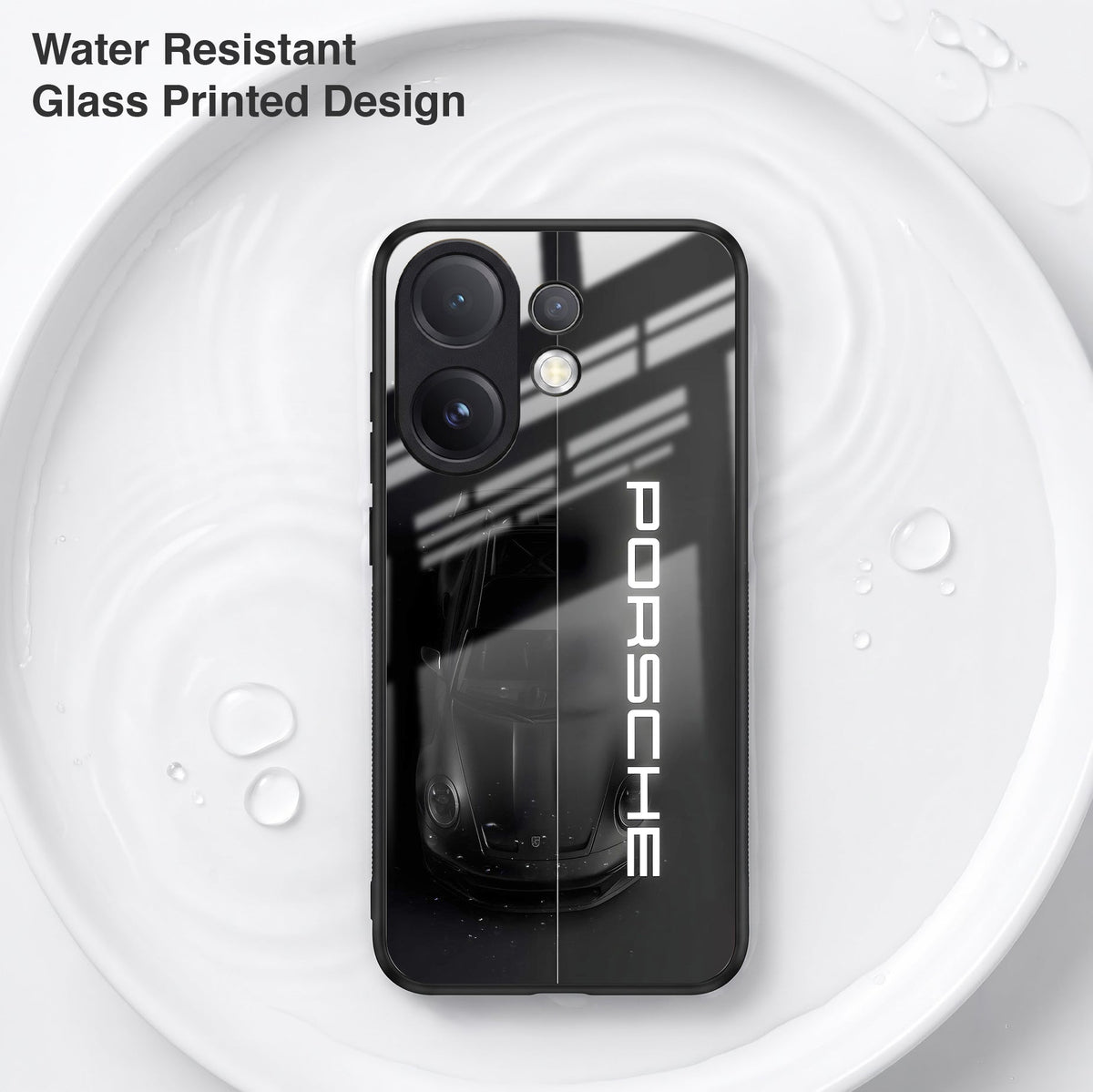 Vivo V60 5G Premium Acrylic Shockproof Glass Back Case (Black Porsche)