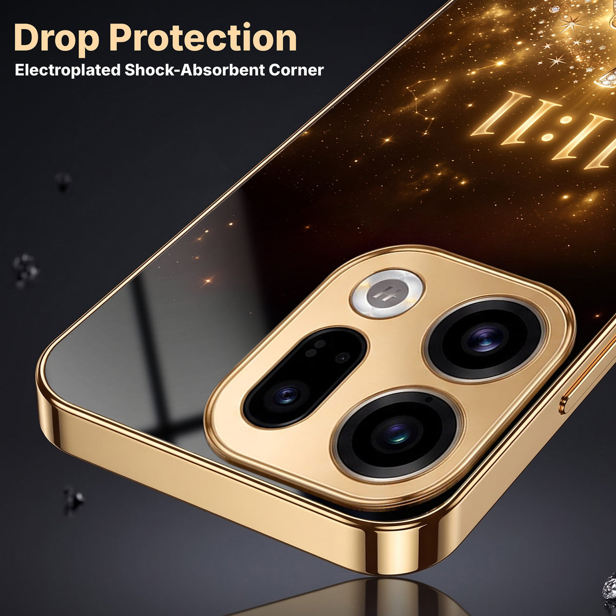 Oppo Find X9 5G God’s Plan Evil Eye Gold Electroplated Glass Phone Back Case