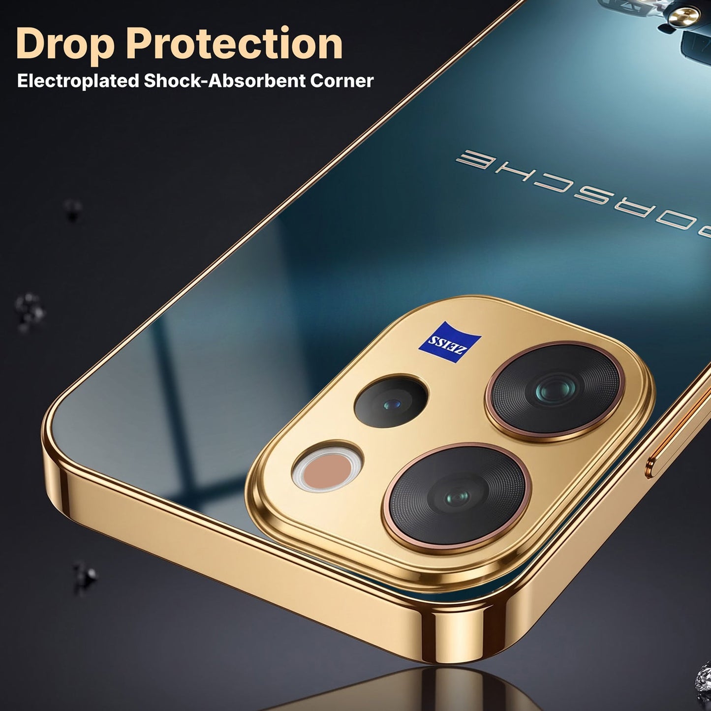 Vivo V70 5G Porsche Luxury Gold Electroplated Glass Phone Back Case