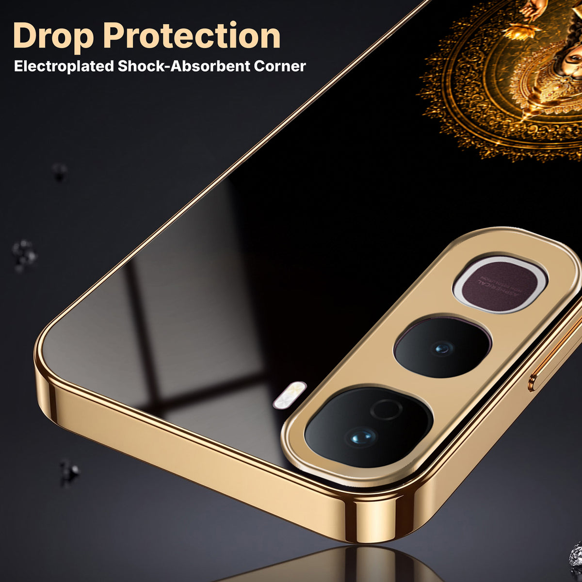 Vivo Y400 Pro 5G Golden Maa Lakshmi Gold Electroplated Glass Phone Back Case