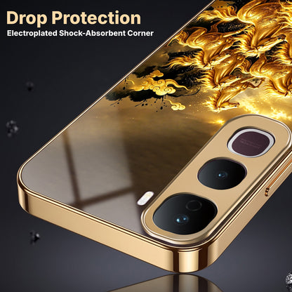 Vivo Y400 Pro 5G Celestial Seven Horses Gold Electroplated Glass Phone Back Case