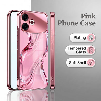Oppo F33 Pro 5G Crystal Wave Energy Pink Electroplated Glass Phone Back Case