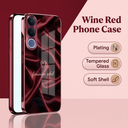 Vivo V70 FE 5G Feminine Rebel Burgundy Electroplated Glass Back Case