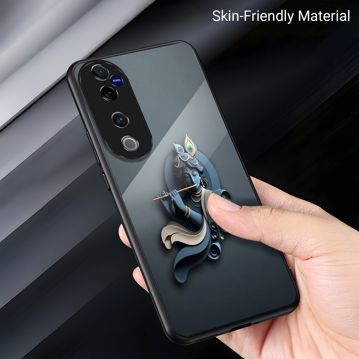 Vivo V40 Pro 5G Premium Acrylic Shockproof Glass Back Case (Krishna Ji)